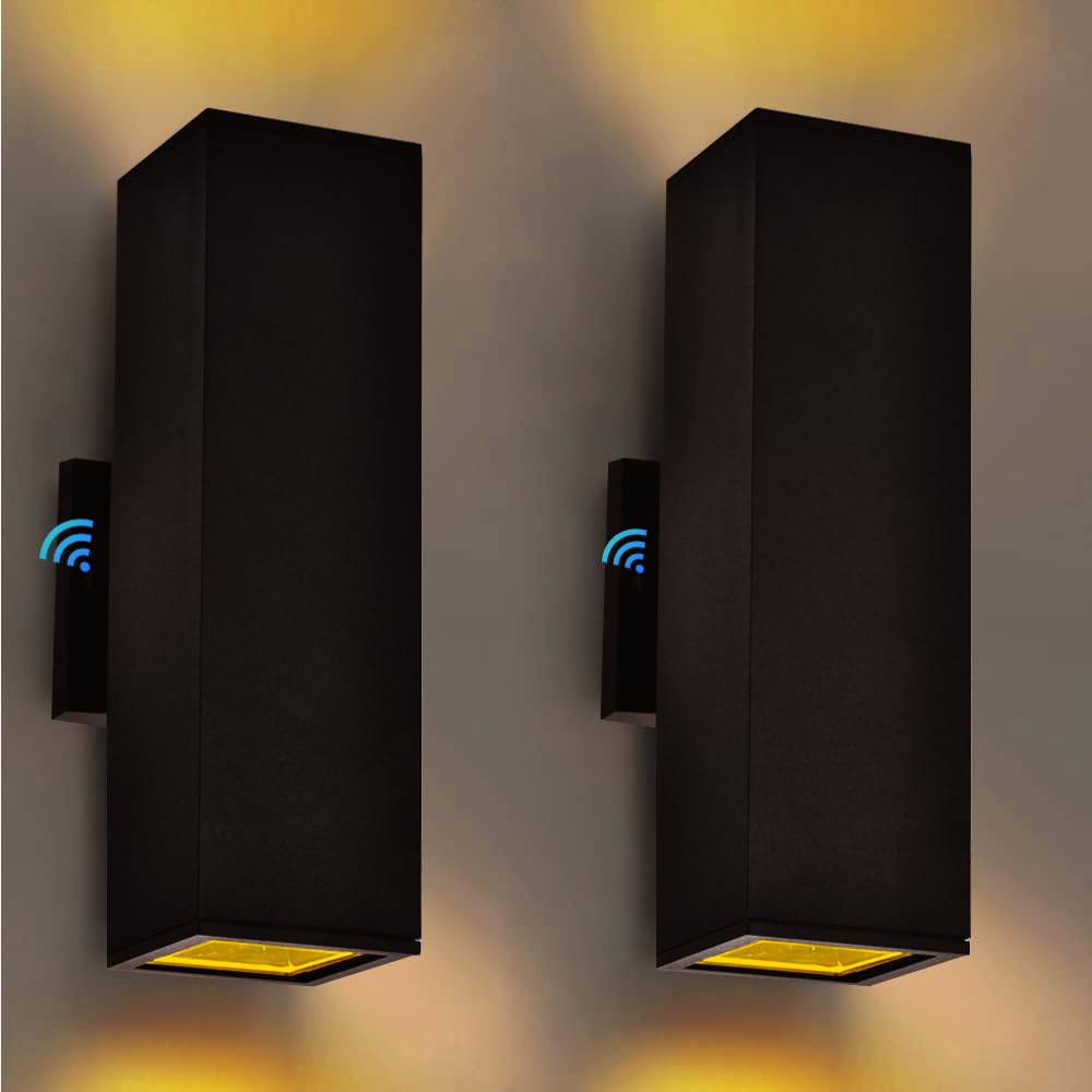 iYogaled Up and Down Outdoor Wall Light Fixture - 2 Pack, IP65, Matte Black, ETL Listed, Model K1213