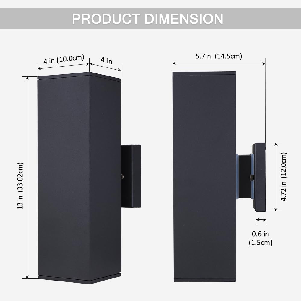 Cerdeco Aluminum Outdoor Wall Light - Matte Black Up Down Sconce, UL Listed, Model 37858TZ