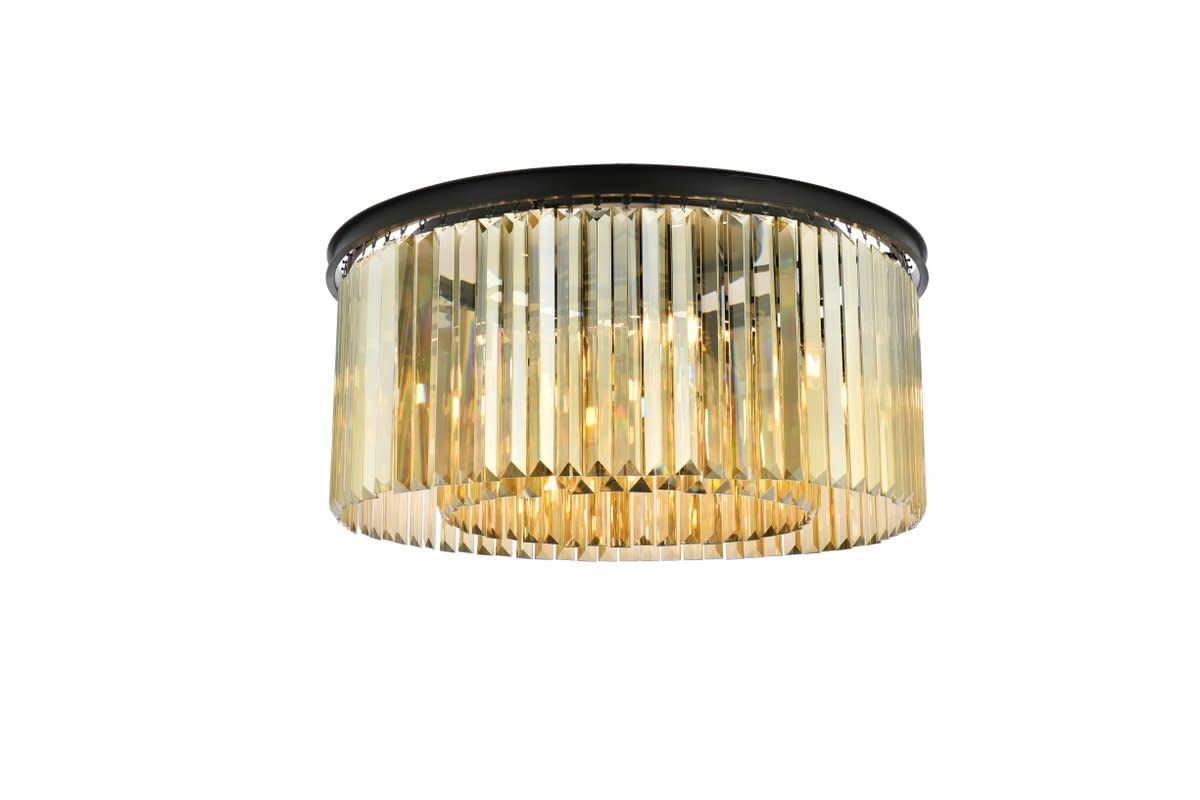 Elegant Lighting Sydney 8-Light Flush Mount, Matte Black, Steel, Model 1238F31MB-GT/RC