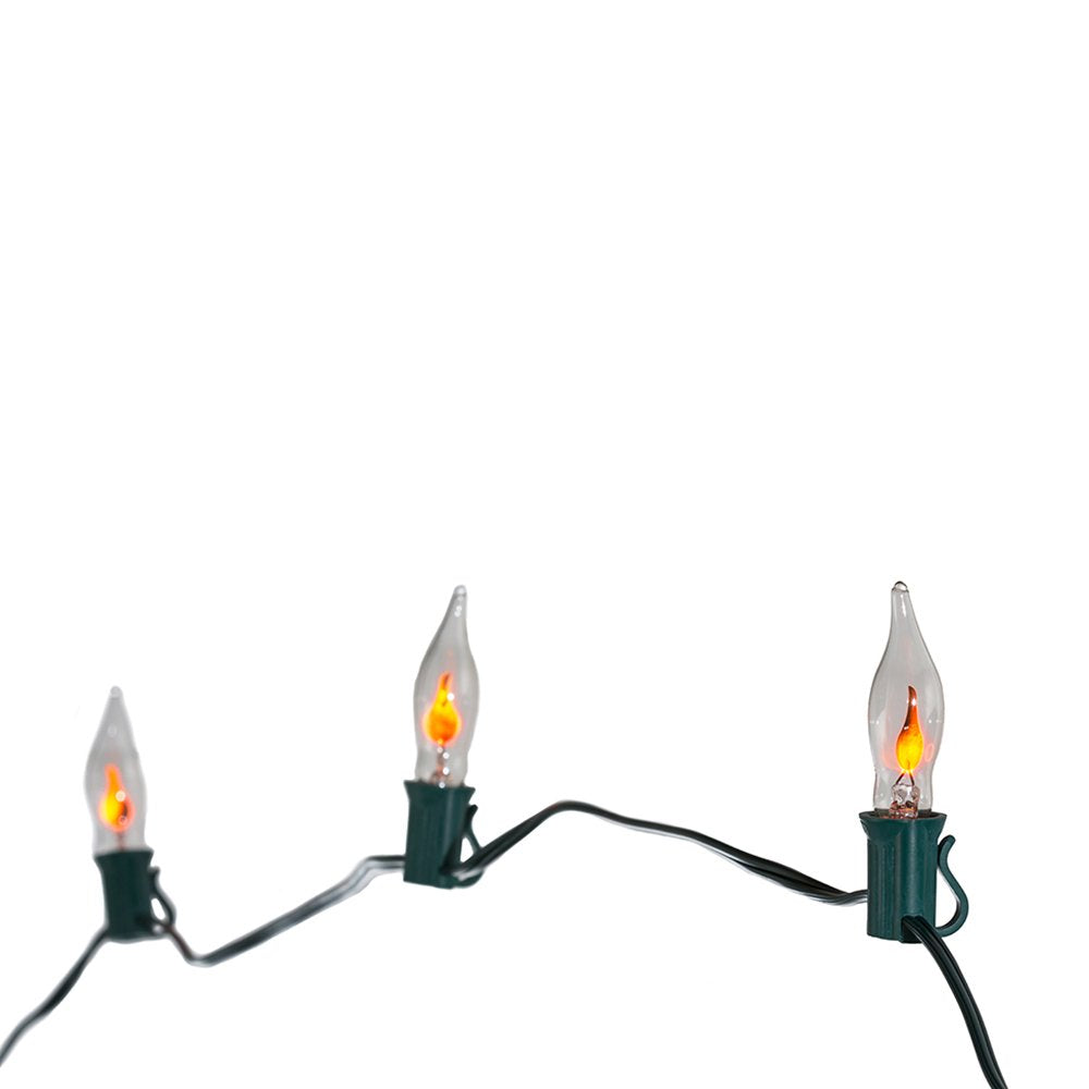 Kurt S. Adler 10-Light Flicker Flame Light Set, 12ft, Clear, Plastic, Model UL0702