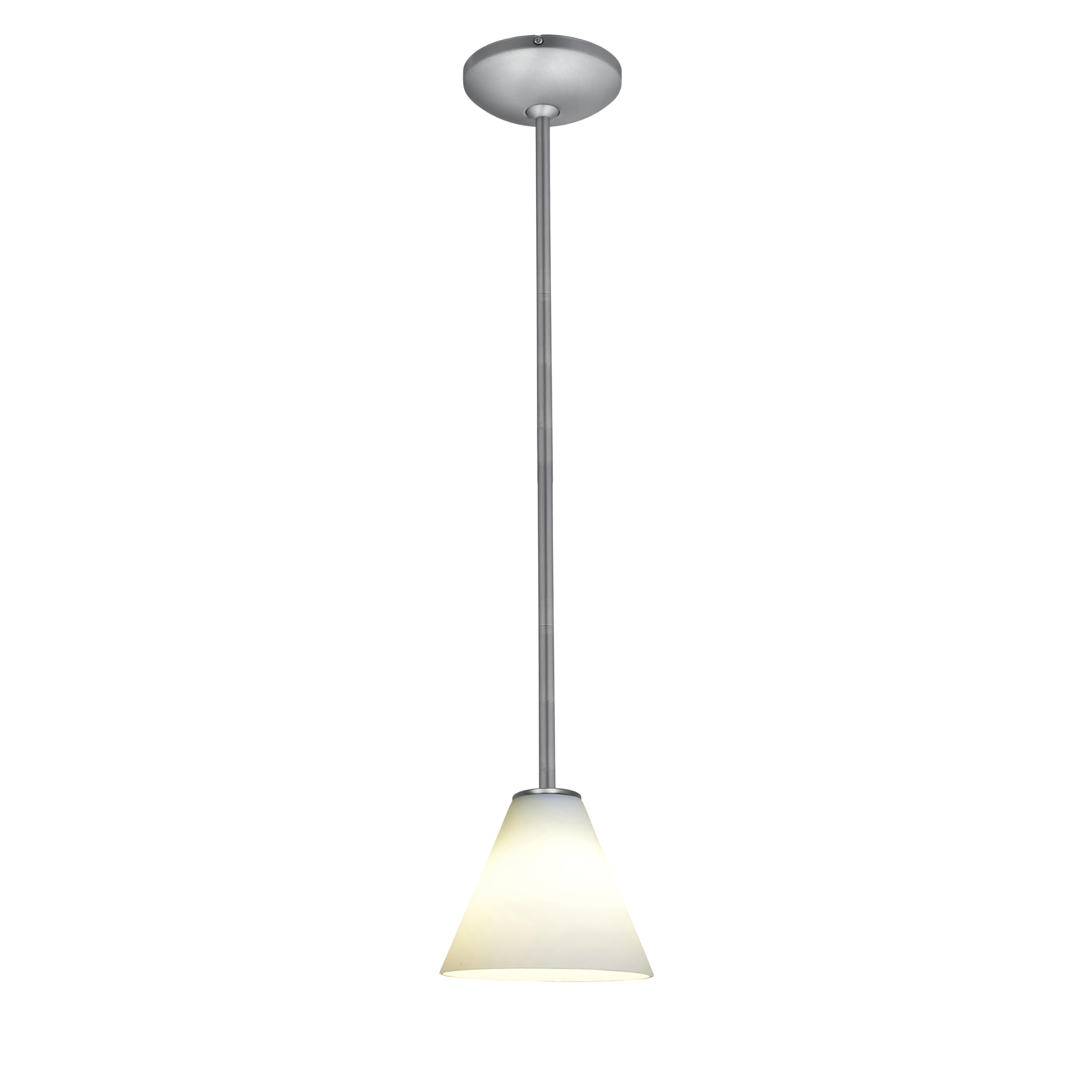 Martini Glass Pendant - Rods - Brushed Steel Finish - White Glass Shade