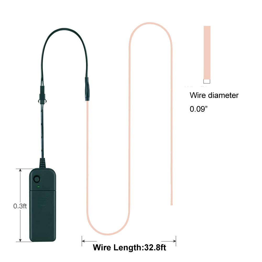 MaxLax EL Wire Neon Lights Strip, 10M/32.8FT, White, Battery Pack, 360° Cuttable, Plastic, Model 733631e2-8ea0