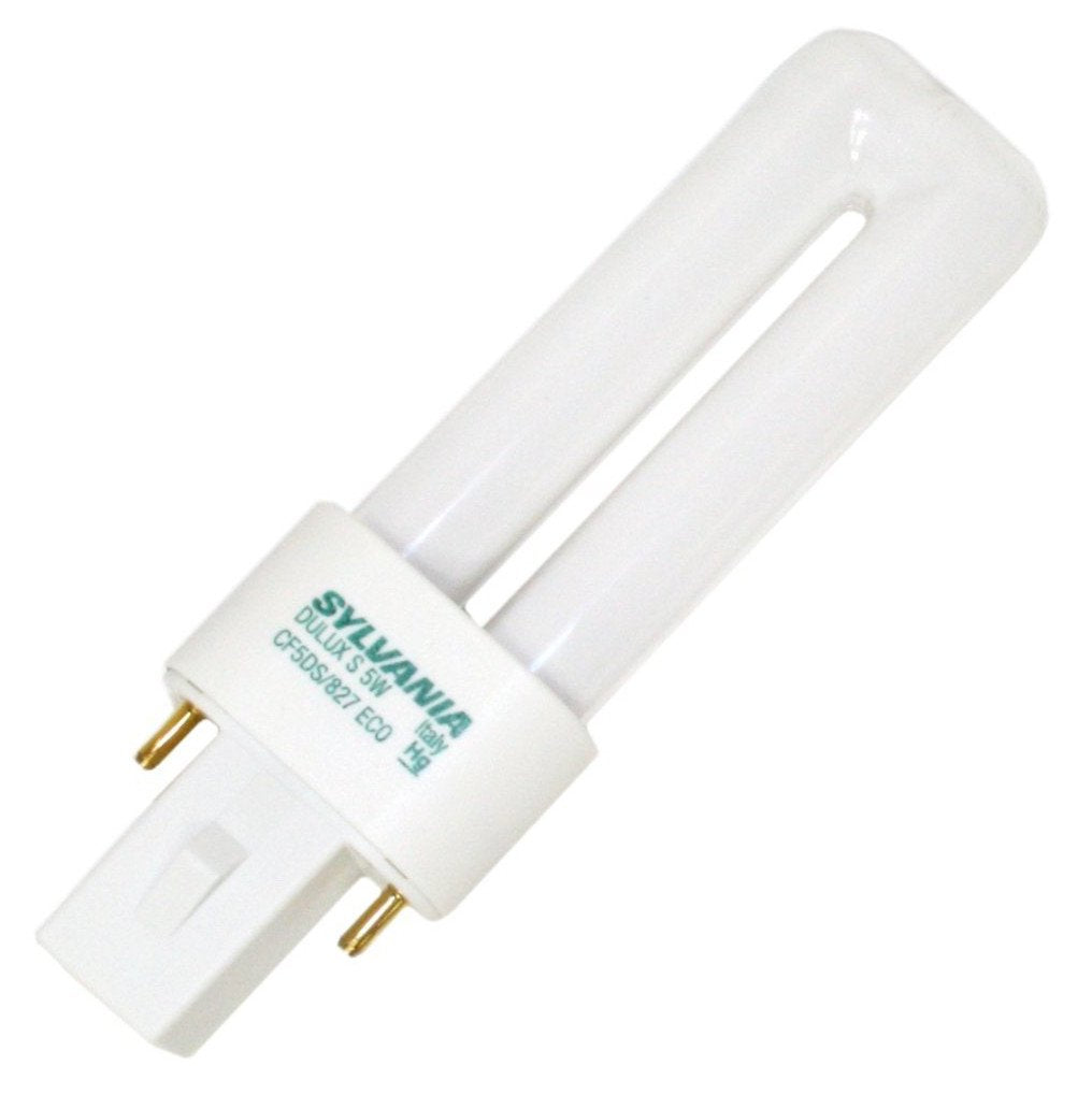 Sylvania 20325 (10-Pack) CF5DS/827/ECO 5-Watt Single Tube Compact Fluorescent Light Bulb, 2700K, 198 Lumens, 82 CRI, T4 Shape, GX23 Bi-Pin Base