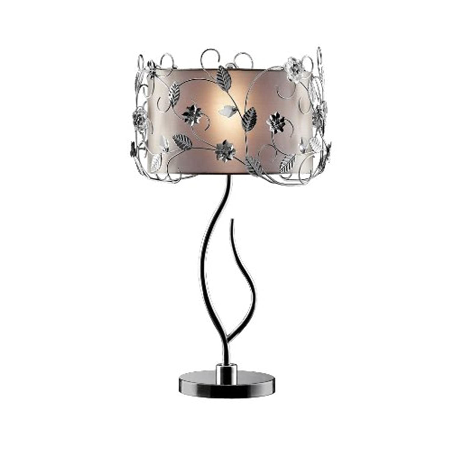 OK LIGHTING OK-5121T Silver Crystal Table Lamp, 34&quot; H