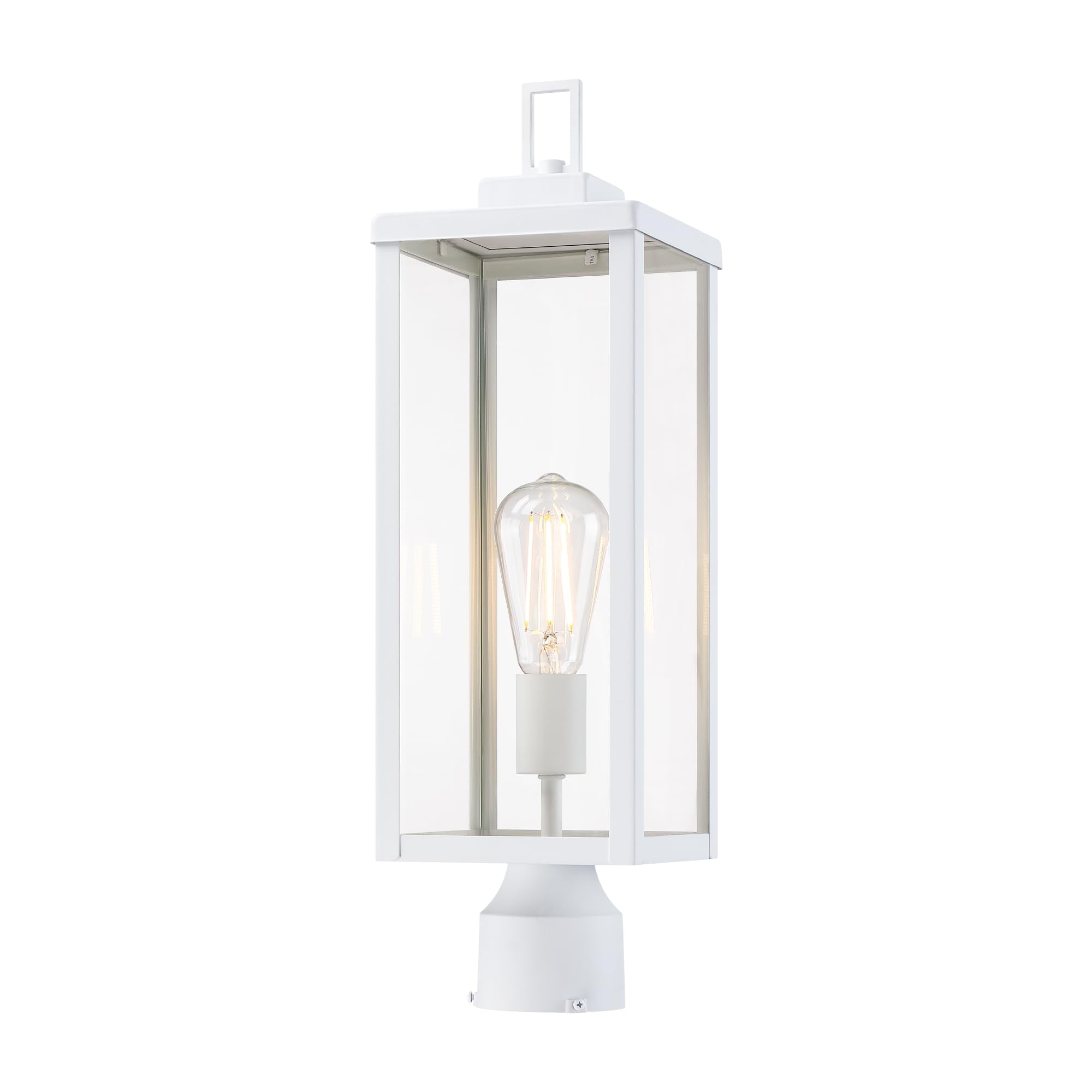 GRUENLICH Outdoor Lamp Post Light Fixtures, Exterior Pole Lantern with Tempered Glass, 20.5 Inch Fence Post Lighting for Garden