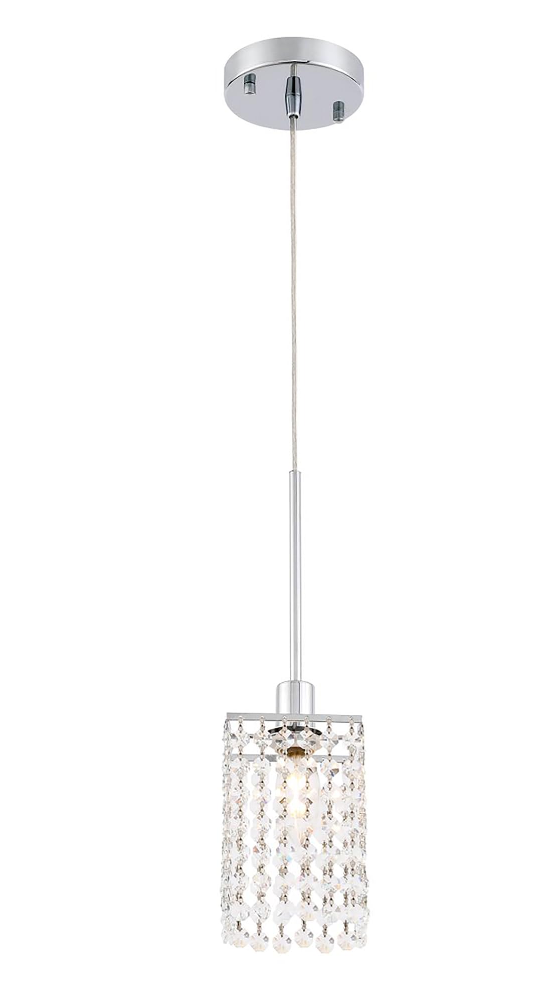 Living District Taylor 1-Light Metal & Crystal Pendant in Chrome/Clear