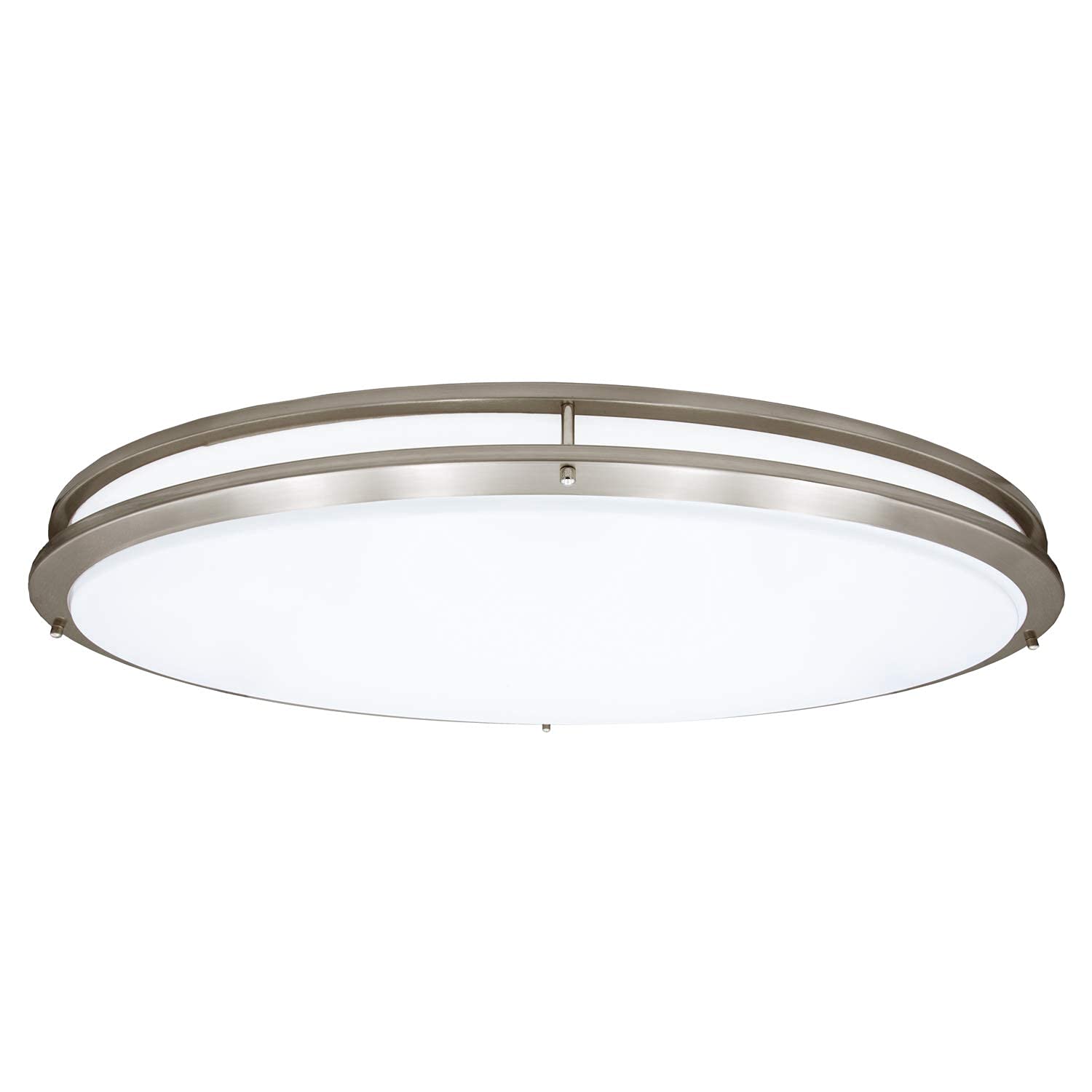 Maxxima 32" Oval Satin Nickel LED Ceiling Light Fixture, 5500 Lumens, Dimmable, 3 CCT 3000K/4000K/5000K, Model