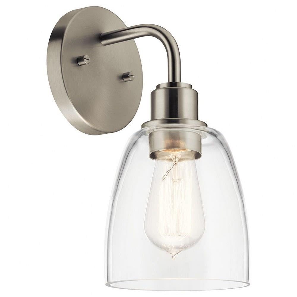 Kichler, Meller 11.25 Inch 1 Light Wall Sconce With Clear Glass In Brushed Nickel, 55100Ni