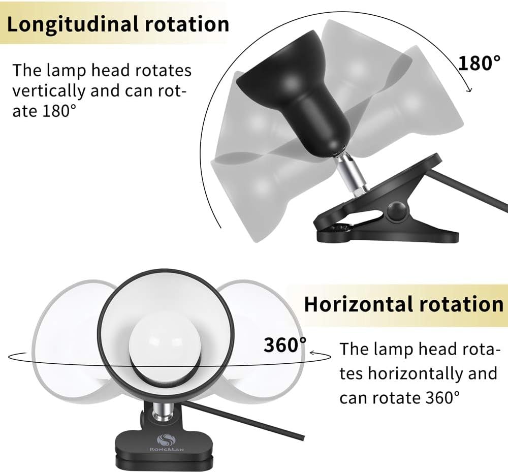 Sun-Rising Cilp On Light,360? Rotation Clip On Lamp Portable Book Reading Light,Clamp On Desk/Table/Bunk Bed/Cupboard Homeclamp