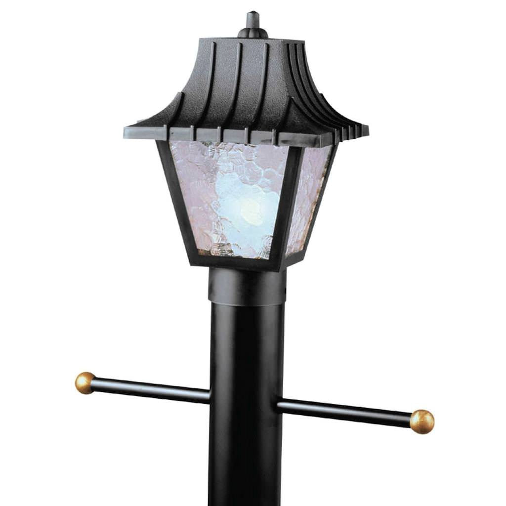 Westinghouse 6687500 One-Light Hi-Impact Polycarbonate Post-Top Exterior Lantern, Black Finish With Clear Textured Acrylic Panels