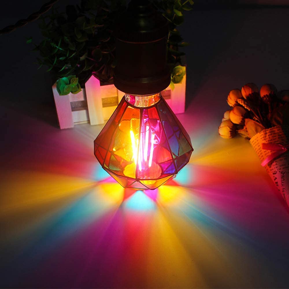 I-SHUNFA G95 Stained Glass LED Light Bulb, E26 Base, 6W, Heatless, for Home, Party, Garden, Christmas Decor