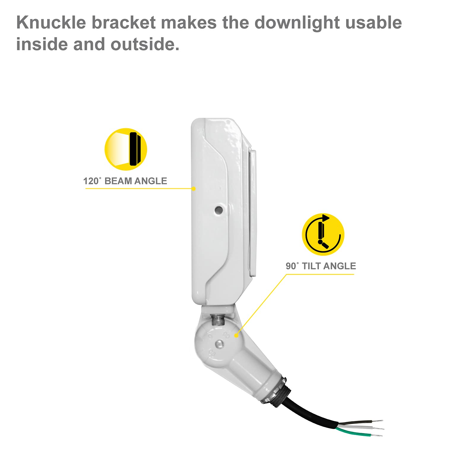 Nuwatt 15W Led Flood Light, 3Cct 3000K/4000K/5000K Selectable, Ip65 Waterproof Lighting, 1/2" Adjustable Knuckle Mount, 2100 Lumens, 120-277V, Outdoor Security Floodlight For Yard, White, Ul