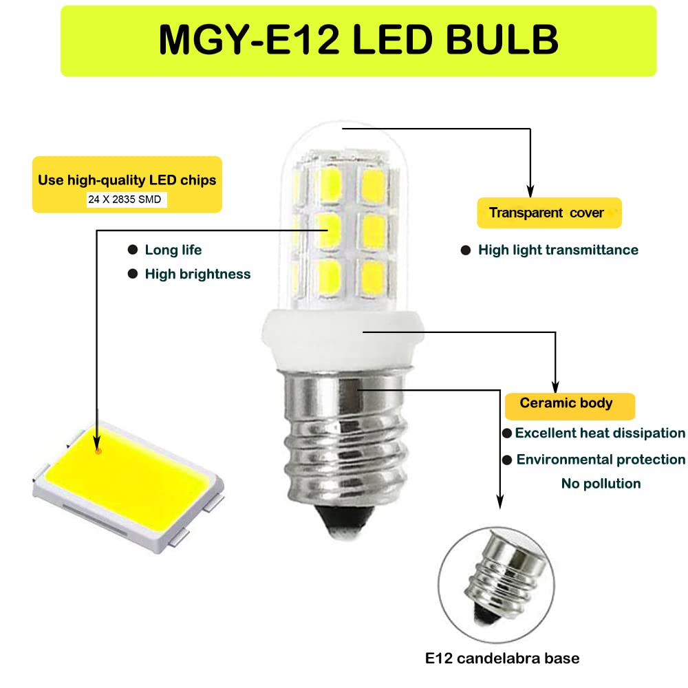 G Mgy Oled E12 Led Bulbs 2W 6000K, 15W Replacement For Salt Lamps & Chandeliers,