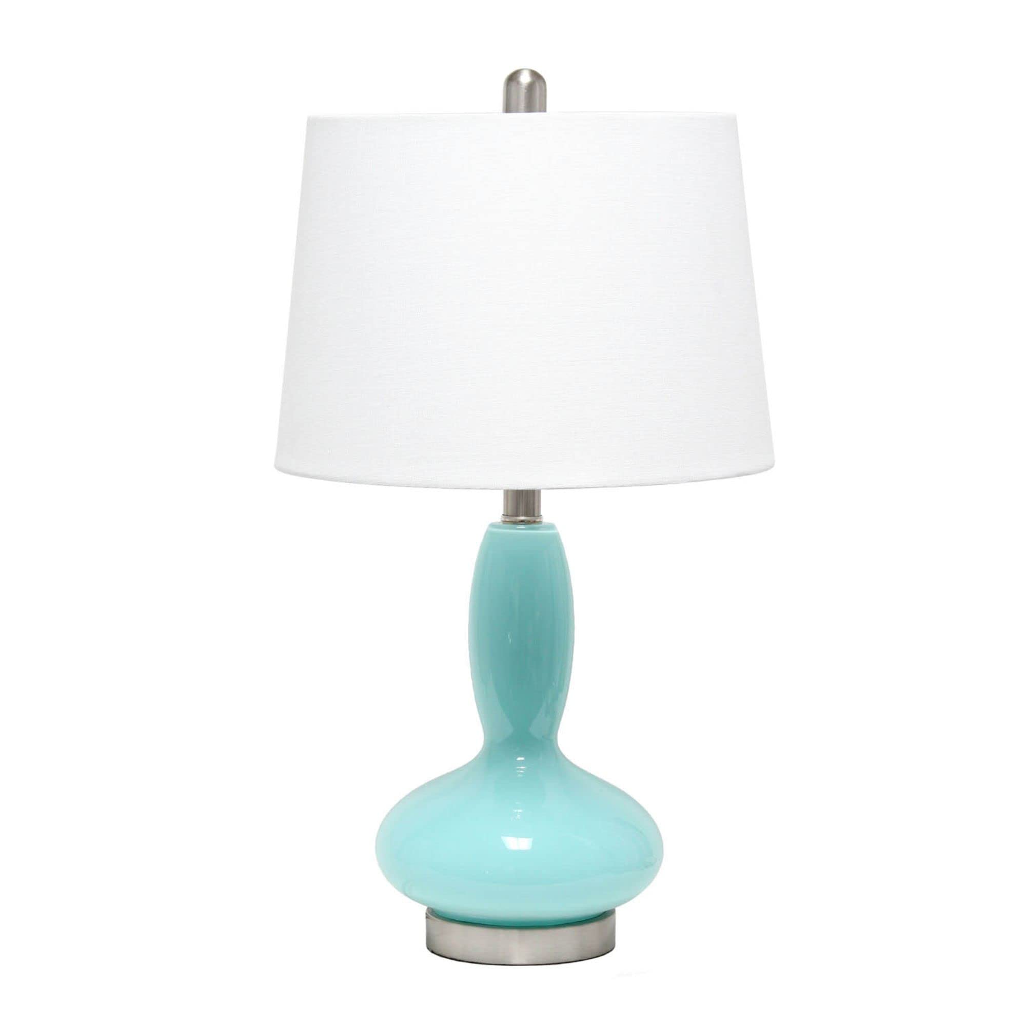 Lalia Home Contemporary Glass Dollop Table Lamp With White Fabric Shade - Seafoam