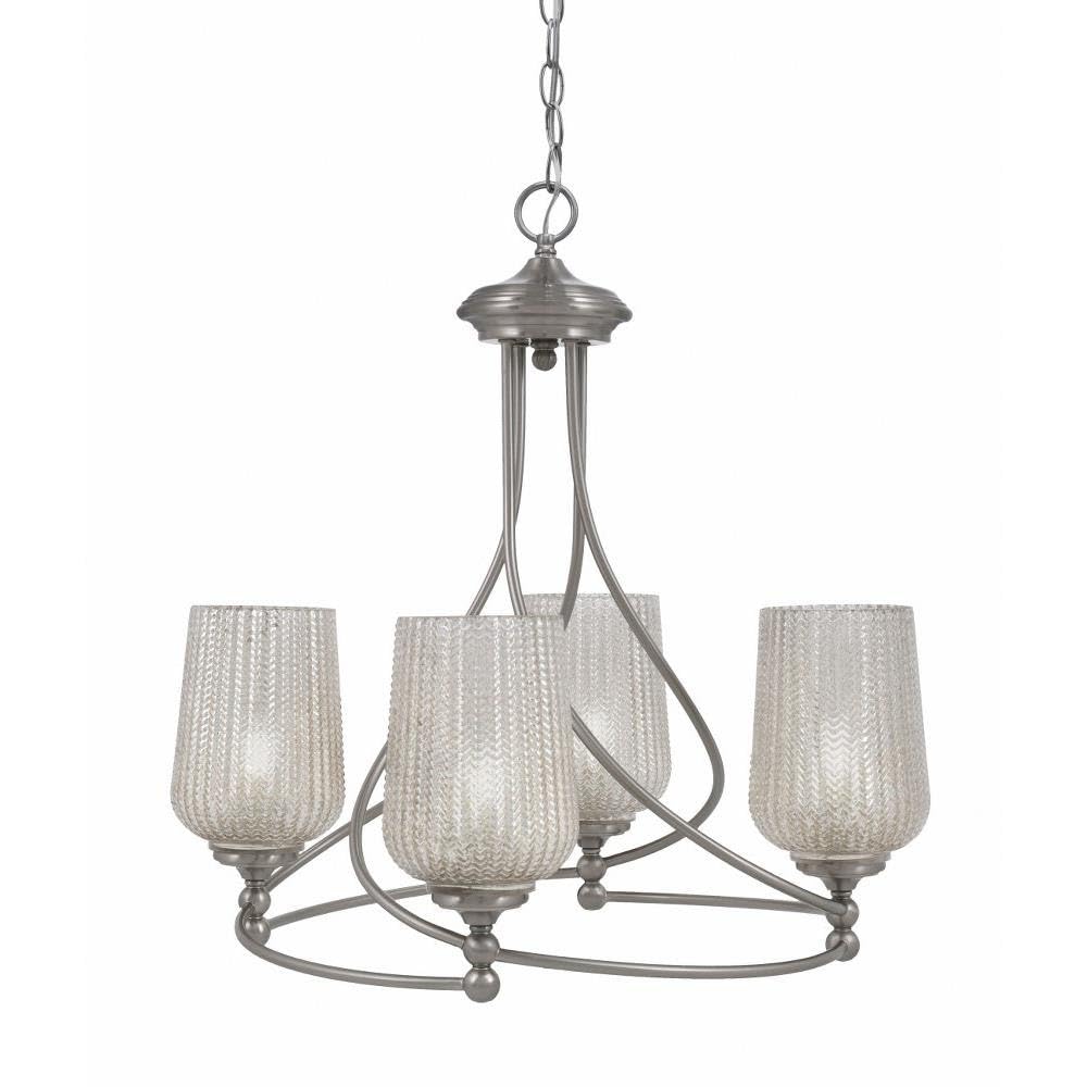 Toltec Lighting 904-Bn-4253 Capri - 4 Light Uplight Chandelier-22.25 Inches Tall And 21.5 Inches Wide, Finish Color: Brushed Nickel, Glass Color: Silver Textured