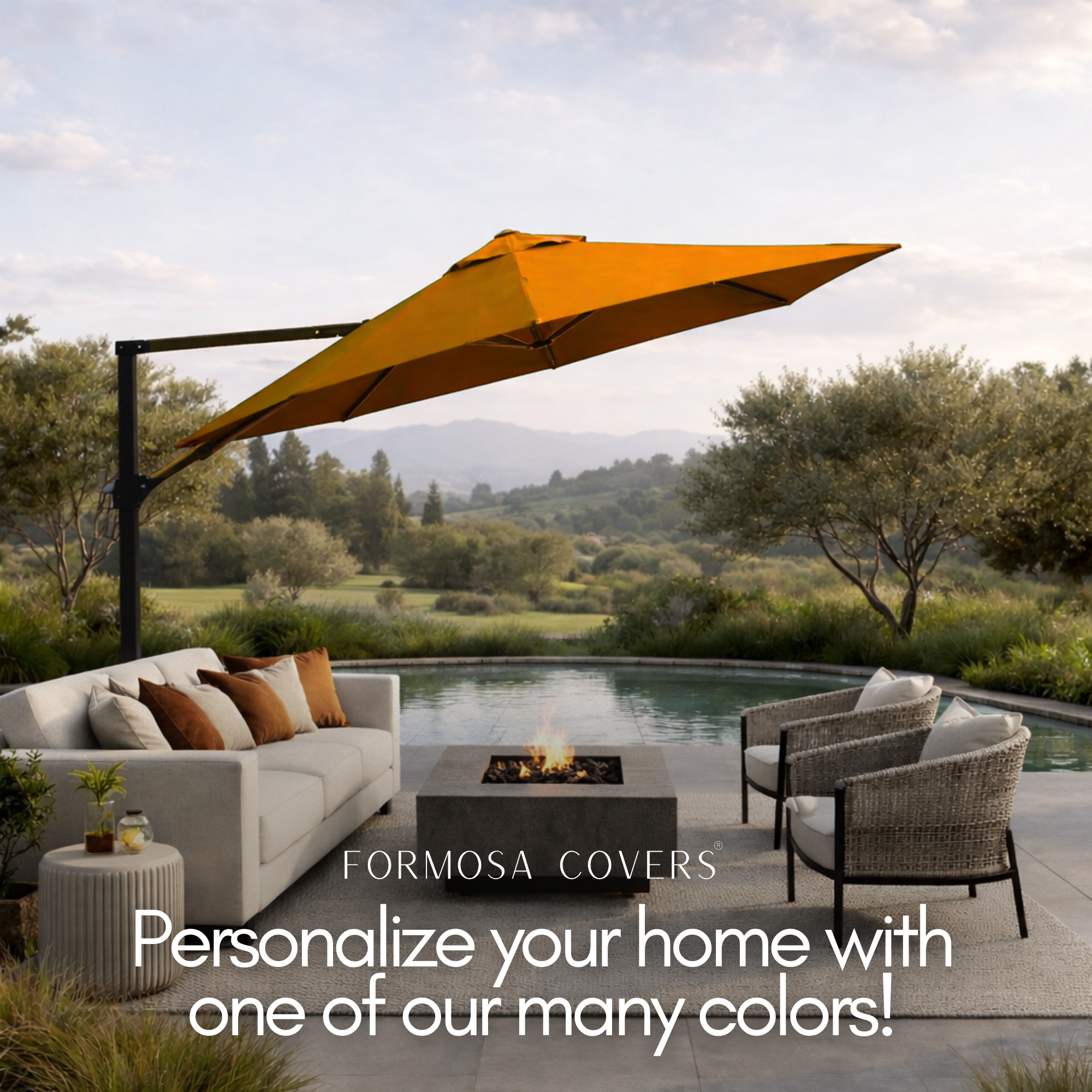 11 ft Cantilever Umbrella Replacement Canopy Supported Bar 8 Ribs Tuscan Orange