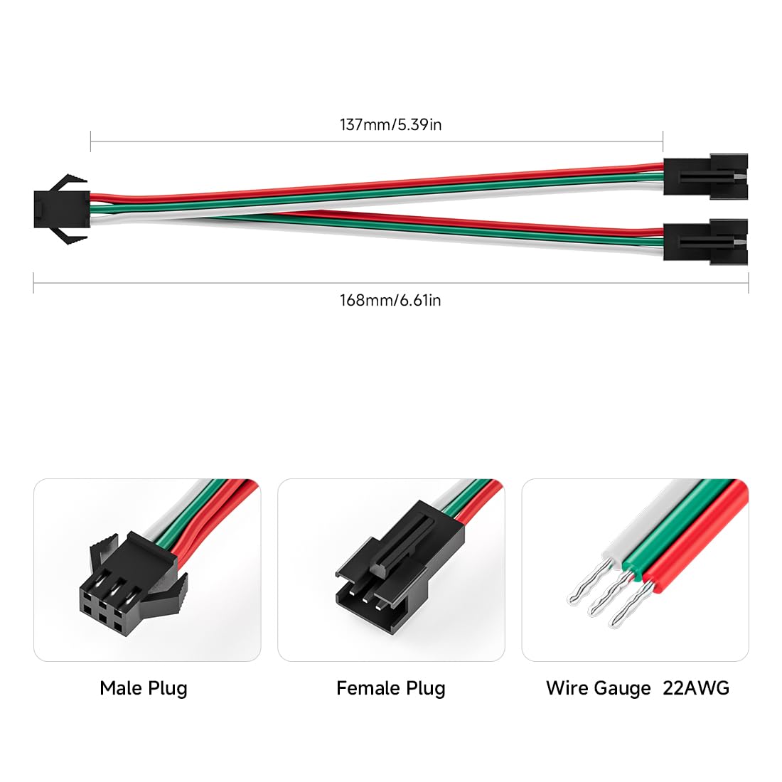 Btf-Lighting 5 Pcs Jst Sm 3Pin V Shape 1 To 2 Connectors For 3 Pin Smd Ws2812B Ws2811 Ws2812 Ws2814 Sk6812 Fcob Ws2811 Ic Addres