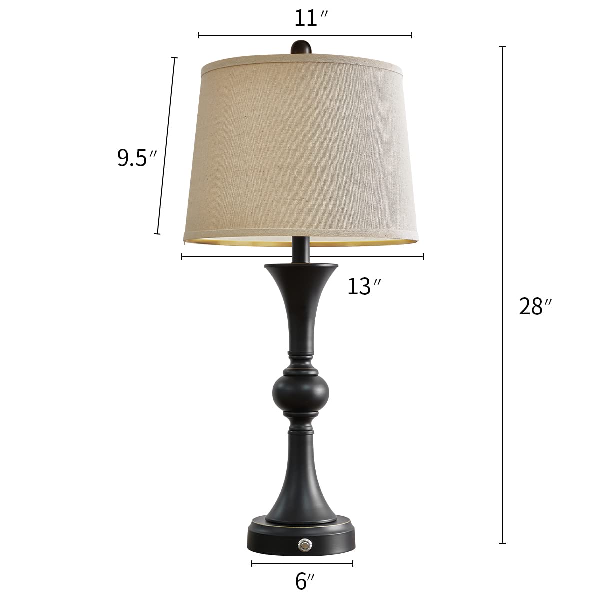 Oneach 28'' Table Lamps For Living Room Set Of 2, Bedside Lamps With 3 Way Dimmable Touch Lamps For Nightstand Bedroom Farmhouse