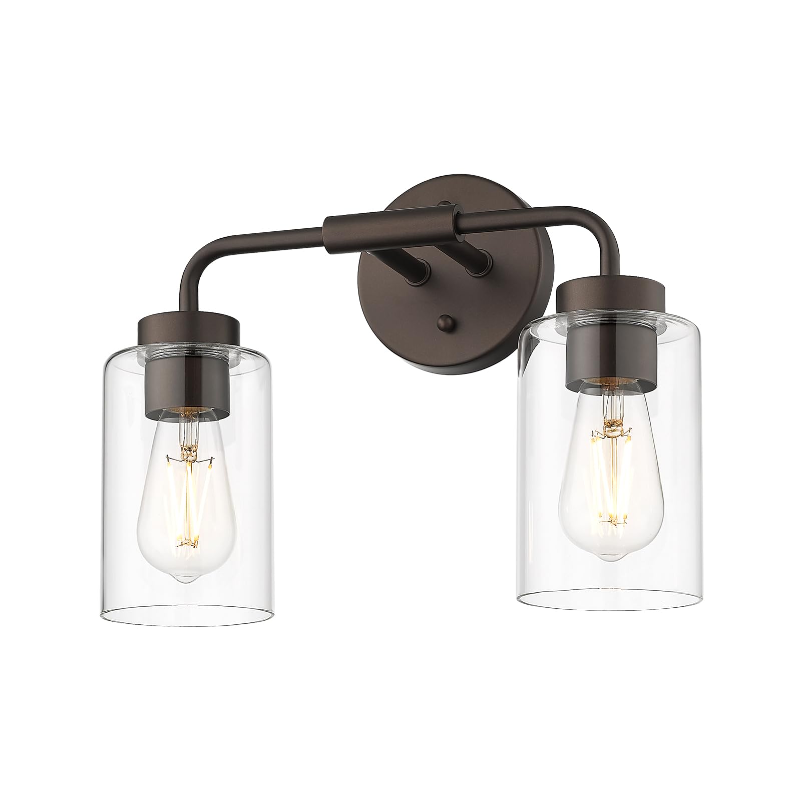 Zeyu 2 Light Bathroom Vanity Light  Farmhouse Wall Sconce Lighting For Bathroom  Clear Glass Shade  Oil Rubbed Bronze Finish  Zs62B-2W Orb