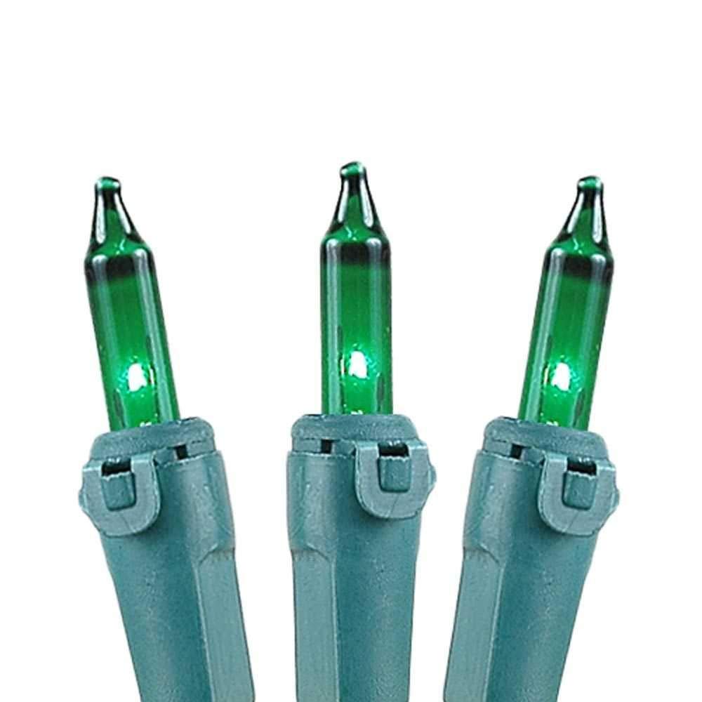 Novelty Lights 100 Light Green Christmas Mini String Light Set, Green Wire, Indoor/Outdoor Ul Listed, 50' Long