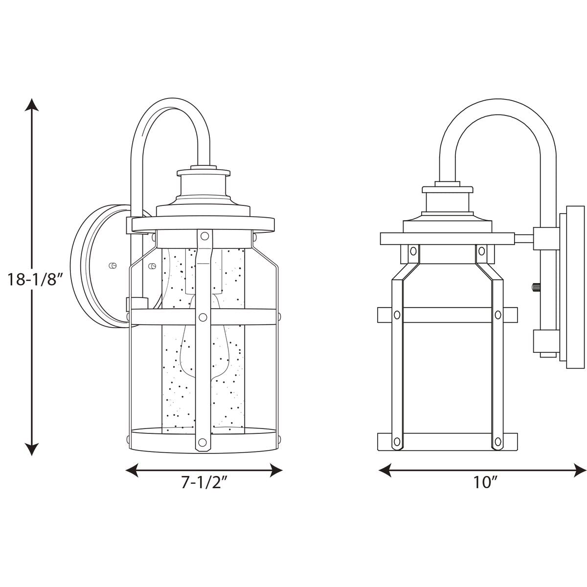 Progress Lighting Haslett 1-Light Outdoor Wall Lantern Antique Pewter Gray Seeded Glass, Model P560095-103