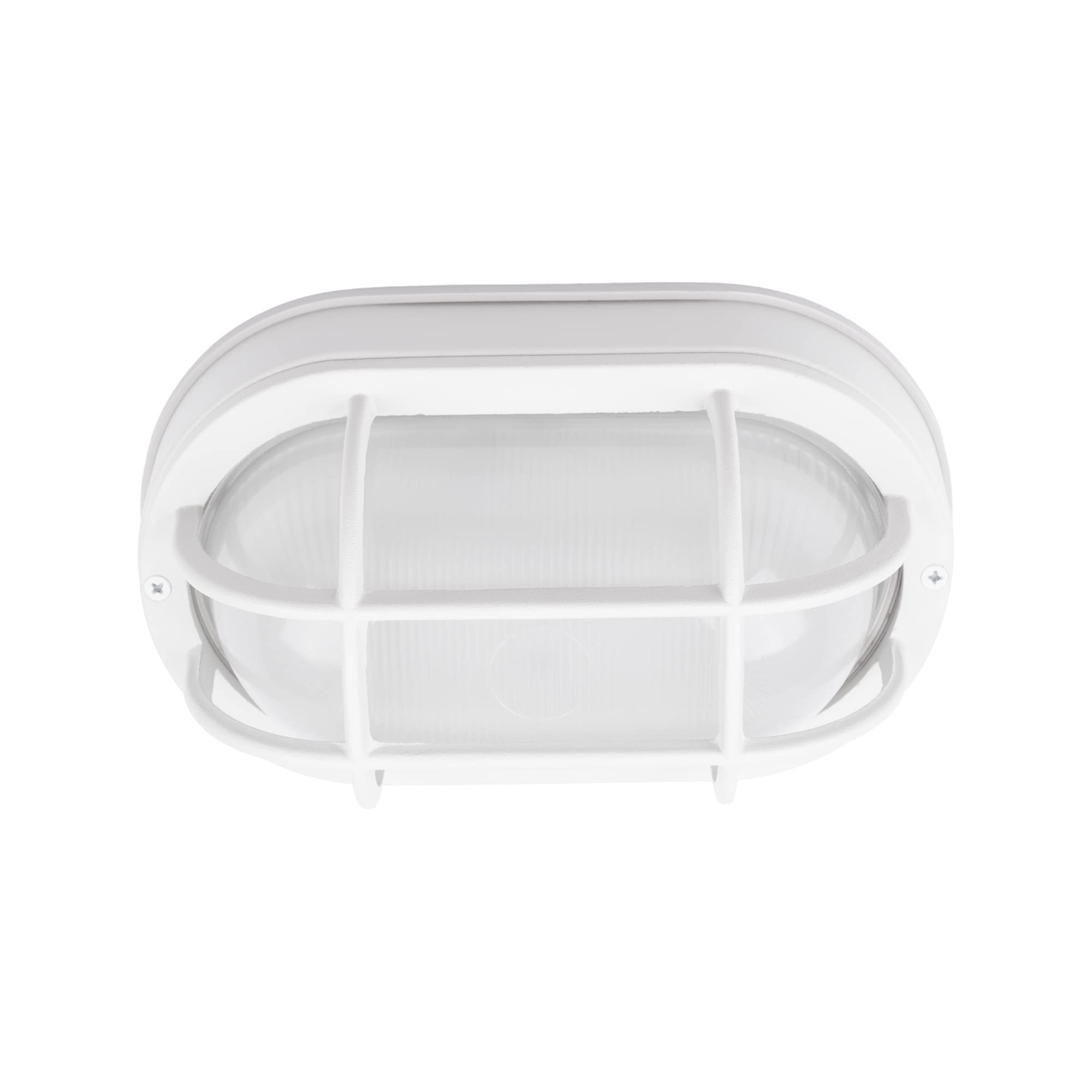 YoonLIT 8.5 inch Outdoor Oval LED Bulkhead Light Fixture, Wall or Ceiling Flush Mount Waterproof, for Porch, Basement, Hallway, 