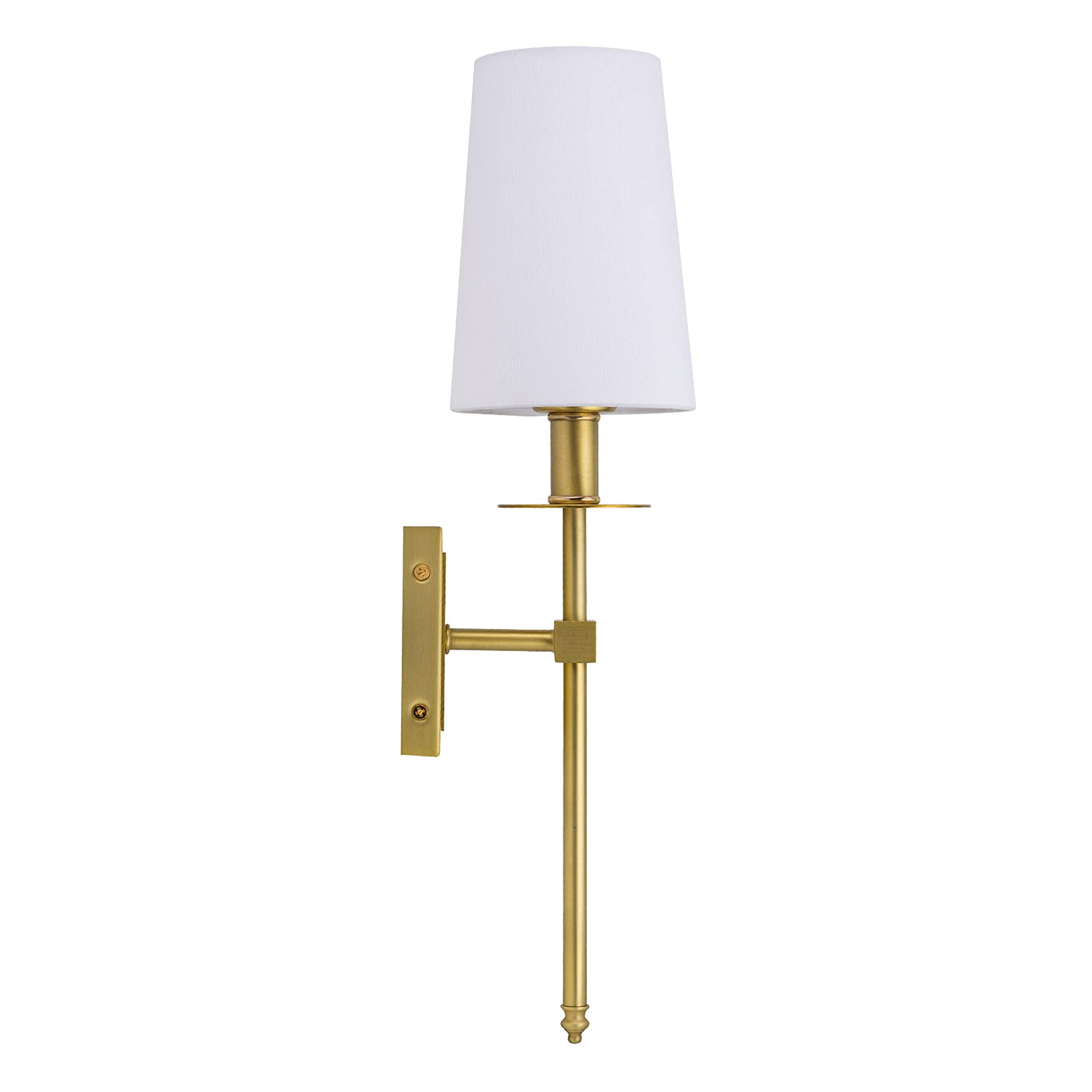 Linea di Liara Wall Sconce - Gold Brushed Brass Indoor Lighting, Modern Design with White Fabric Shade, Model LL-SC425-AB