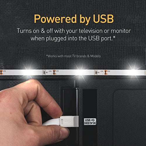 Luminoodle Bias Lighting  Backlight Kit For Monitors Up To 24 - Usb Led Light Strip - Computer Monitor Backlight - True White Adhesive Strip - White - Small (