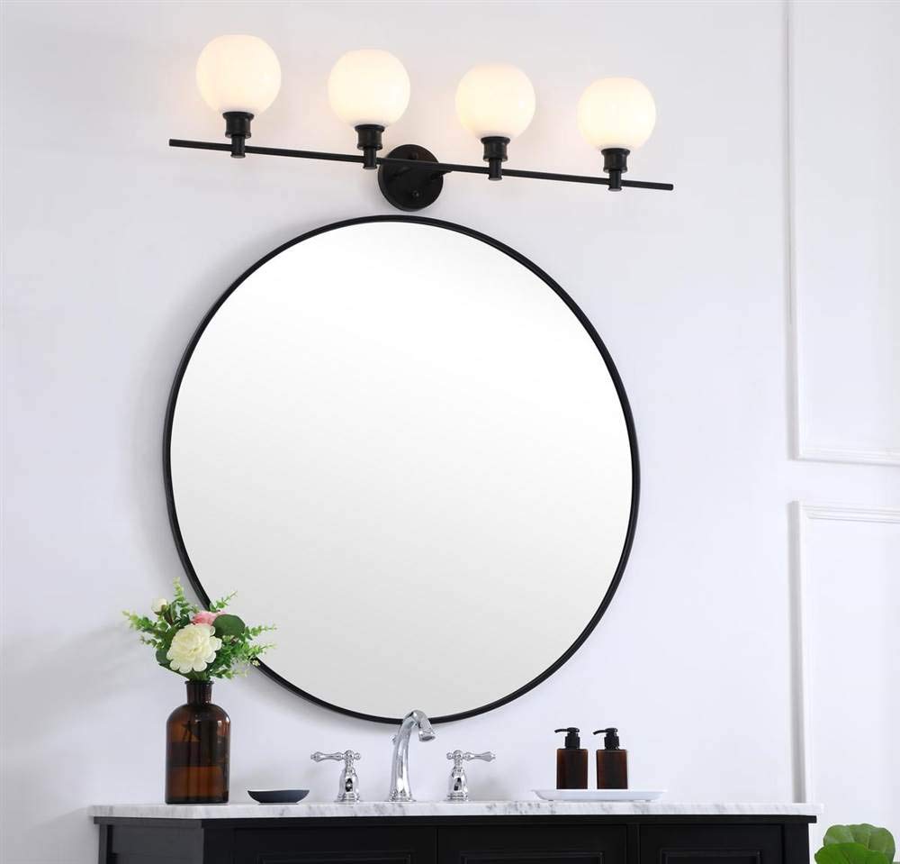 Living District Indoor Modern Home Decorative Bright Ceiling Collier 4 Light Black and Frosted White Glass Wall Sconce