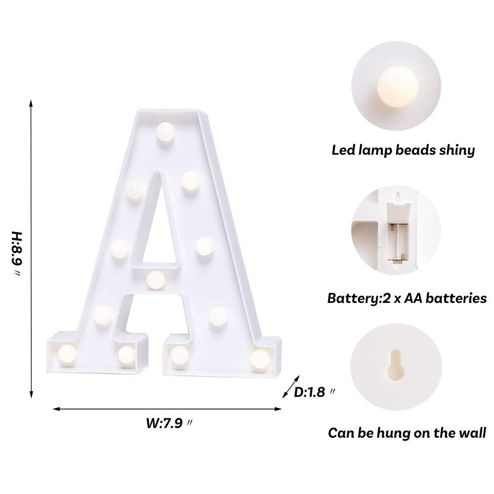 Yorulory Led Letter Lights - Battery Powered White Decorative Sign For Parties & Events