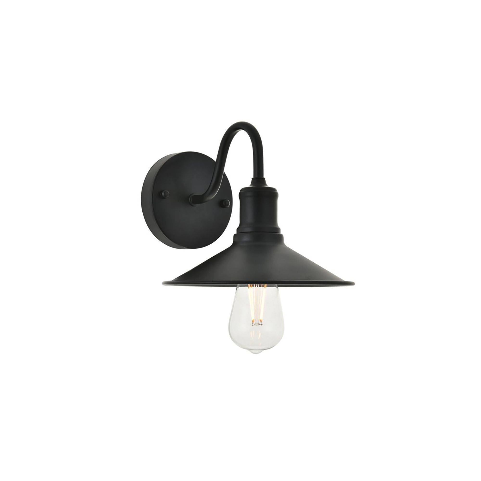 Living District Etude 1-Light Mid-Century Metal Wall Sconce in Black