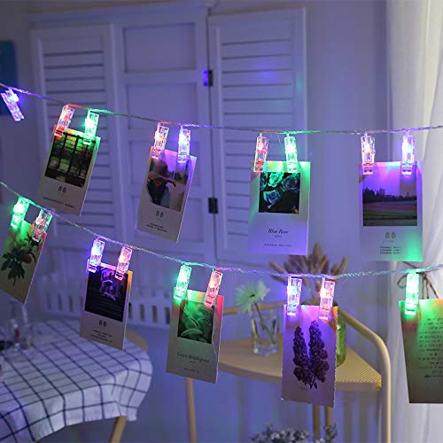 Magnoloran LED Photo Clip String Lights, 40 Clips, 14ft, Multicolor, Battery Operated Fairy Lights for Home Decor, Model PC021-CO-FBA-1