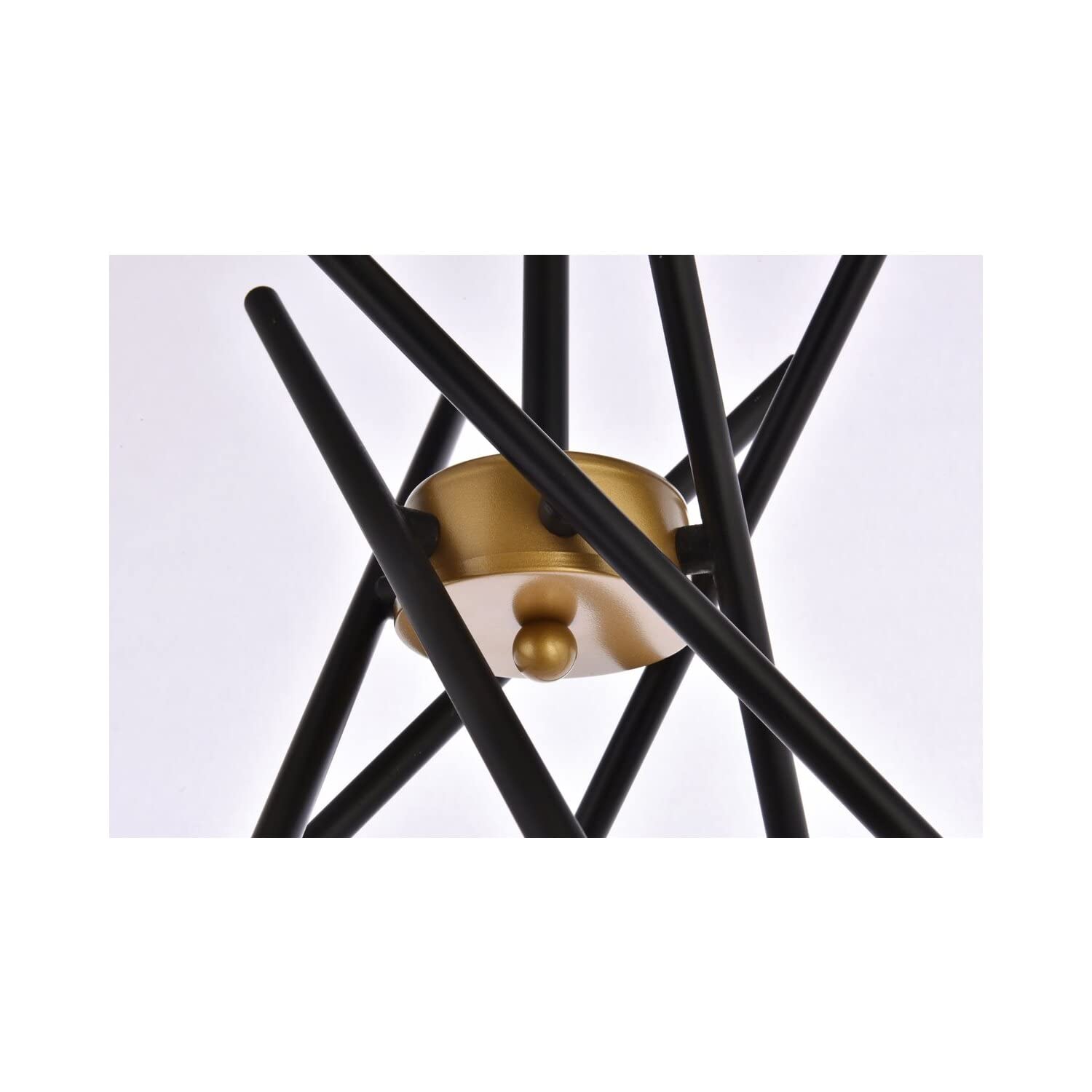 Living District Lucca 6-Light Mid-Century Metal Pendant in Black and Brass