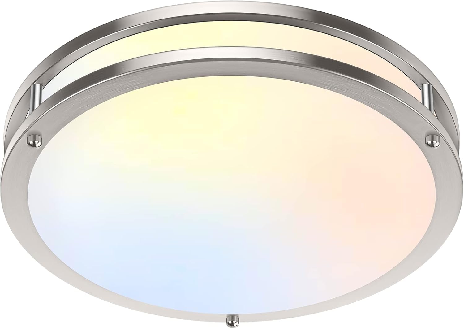 TOBUSA 10 Inch LED Flush Mount Ceiling Light, Dimmable, 5 Color Options, Brushed Nickle, Model 62425008-03