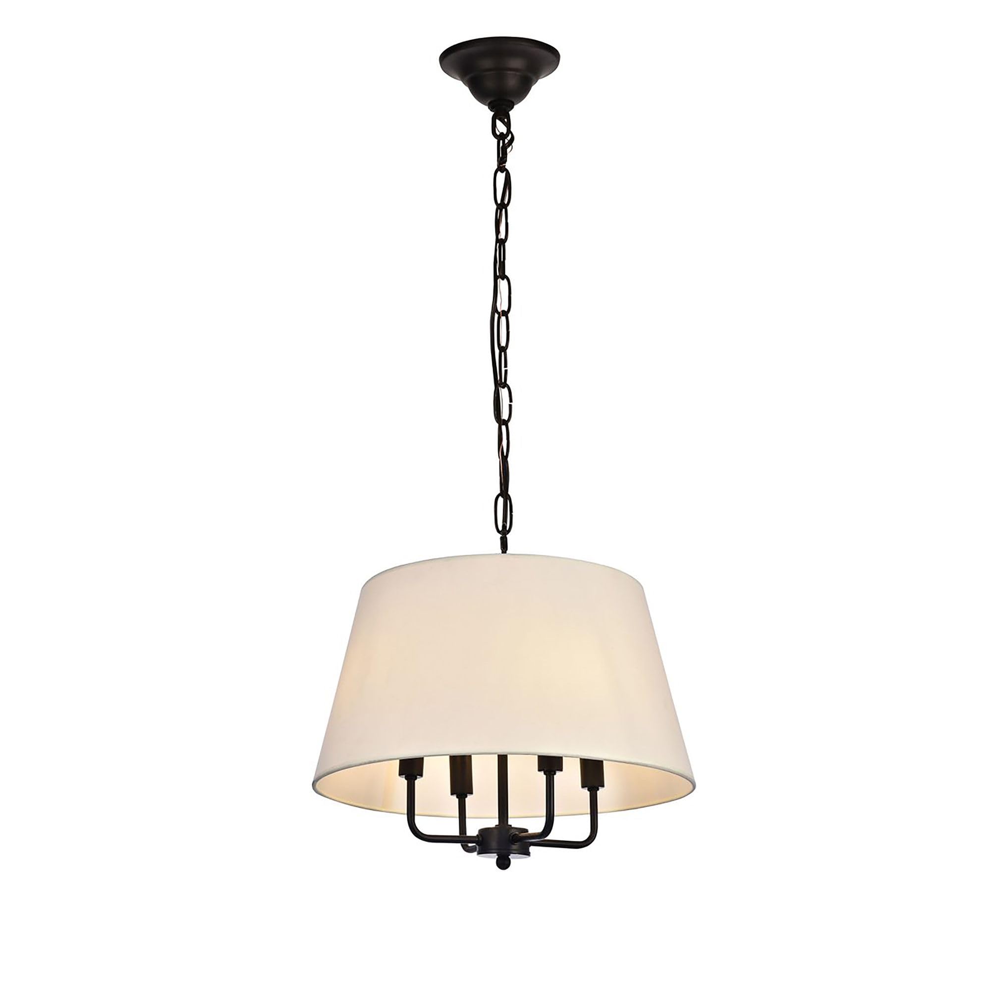 Elegant Lighting LD6009D17 Maple 4 Light 17'' Wide Pendant with a Fabric Shade  Black