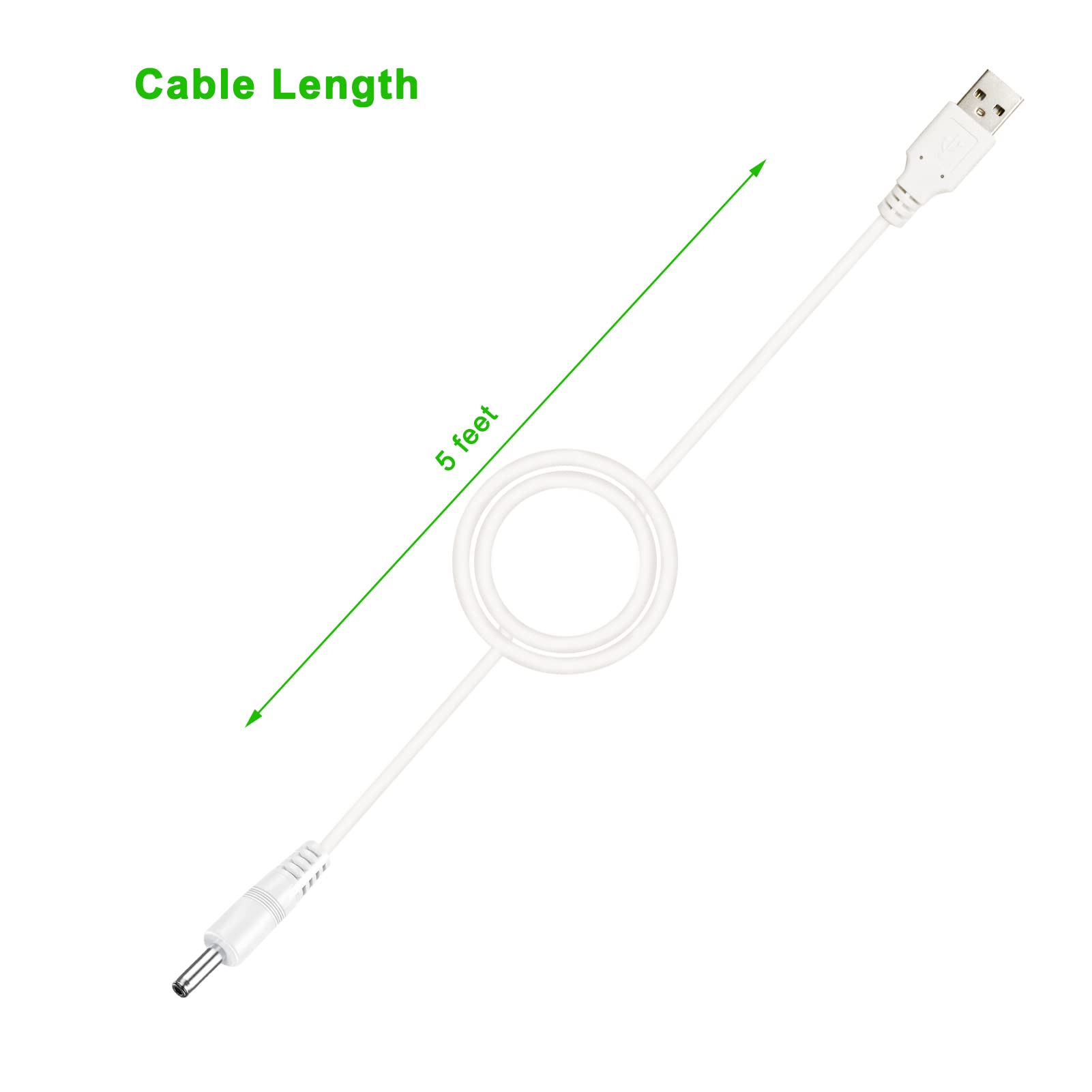 PDEEY Moon Lamp Charger for Kids - Star Project Night Light, USB to DC Cord, 4.5 ft, White, Polyvinyl Chloride Material