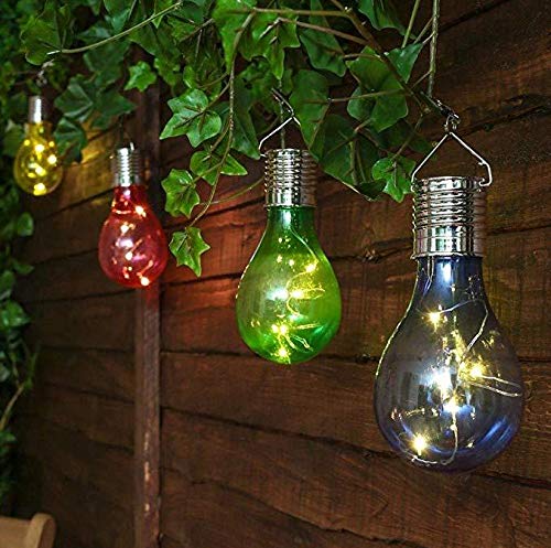 Pearlstar Solar Light Bulbs Outdoor Waterproof Garden Camping Hanging Led Light Lamp Bulb Globe Hanging Lights For Home Yard Christmas Party Holiday Decorations (6 Pack-Solar Light Bulbs)
