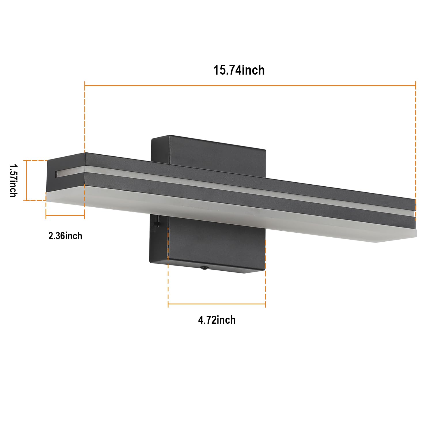 Sinerise Led Modern Bathroom Vanity Light Fixtures (16-Inch, 3000K/4000K/6000K, Dimmable), Matte Black Modern Acrylic Bathroom W