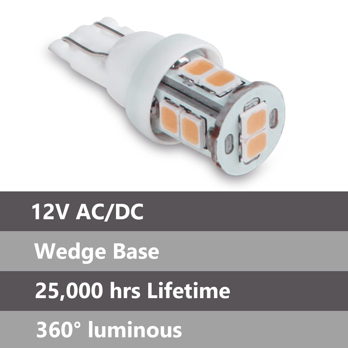 HUTTUUBUDU LED Landscape Light Bulbs 1W 12V Yellow White 2200K, 7W Low Voltage, Wedge Base T5, 8 Pack