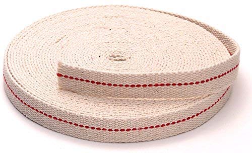 Light Of Mine - 3/4&quot; Inch 33' Foot, 100% Cotton Flat Wick For Paraffin Oil, Kerosene Based Lanterns, And Oil Lamps With Genuine Red Stitch (3/4&quot; - 33' Roll)