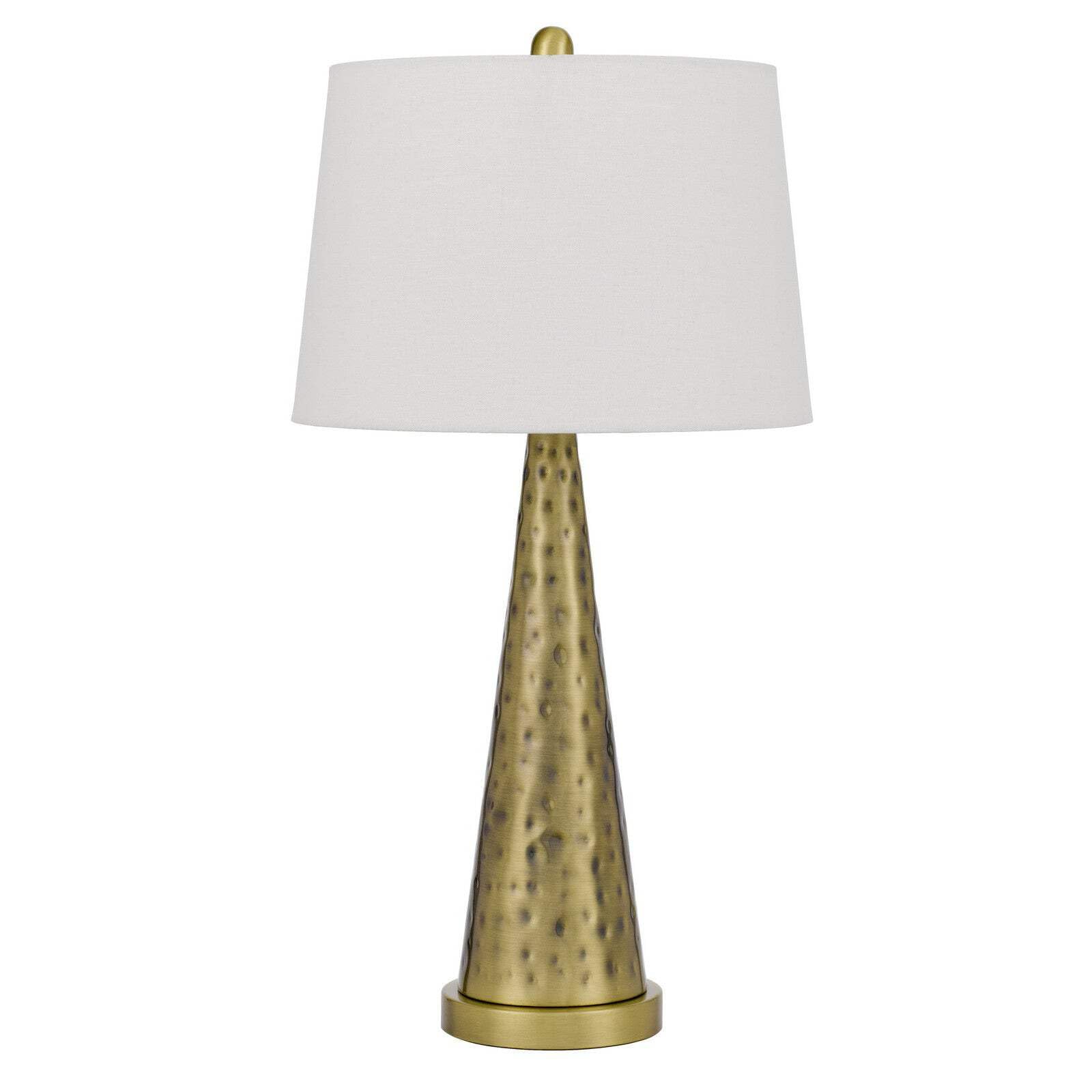 Homeroots Antiqued Brass Metal Table Lamp With White Shade, 27 In., Model 524728