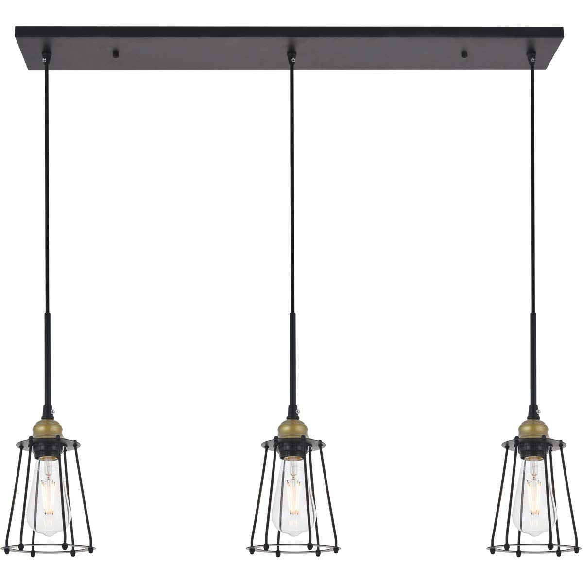 Living District Indoor Modern Home Decorative Bright Ceiling Auspice 3 Light Brass and Black Pendant