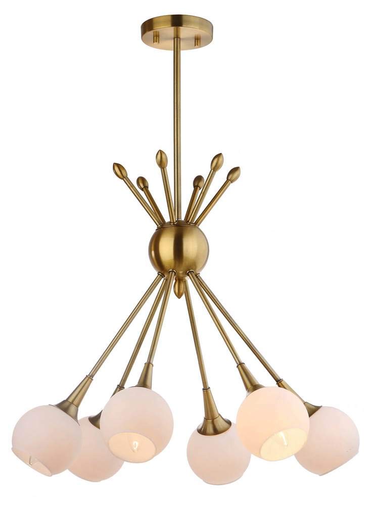 Safavieh Justine 6 22in Adjustable Pendant Light, Metal, Brass Gold, Model PND4002A