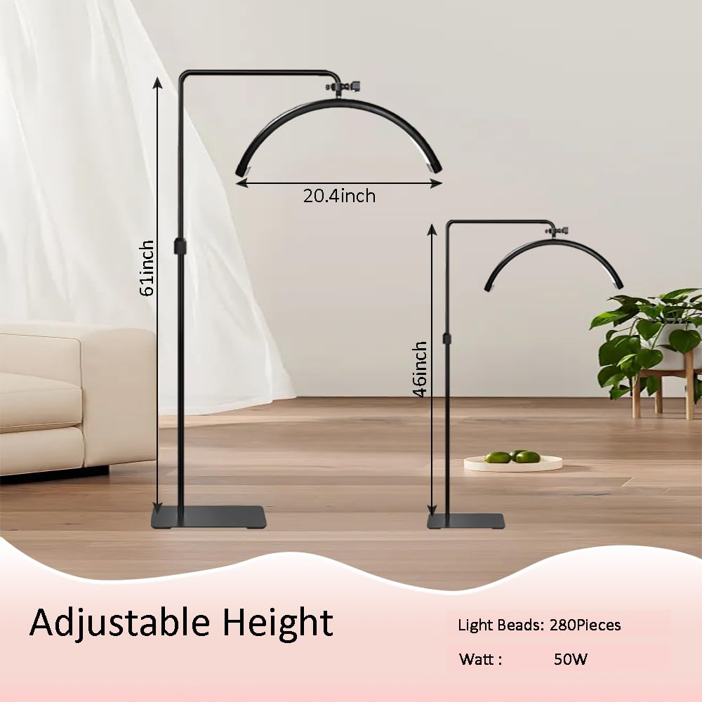 Cifupuqu Half Moon Light- Led Dimmable Floor Lamp With Phone Holder For Eyelash Extension, Tattoo Artists, Beauty, Skincare, Adj