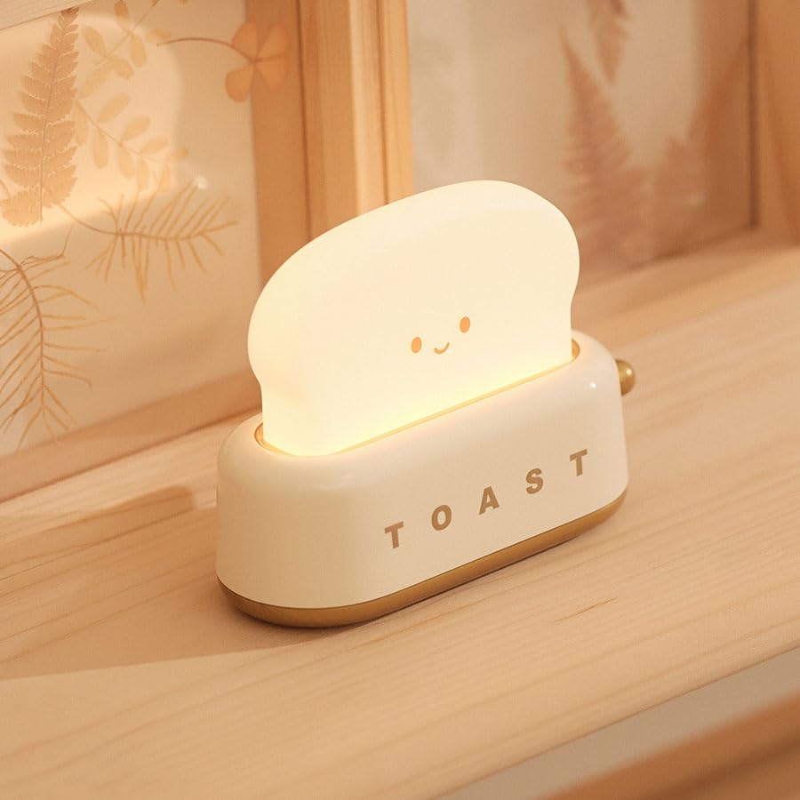 BANDIANCY Cute Kids Night Light, LED Dimmable Rechargeable Toast Design, Model BD-NL-16, Yellow Toast Color