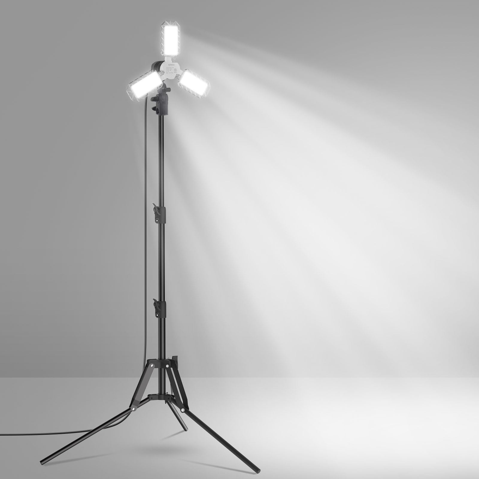SANSI LED Work Light, 3300LM, 5000K, Portable with Telescoping Tripod Stand, Adjustable 30-55 Inches, Black, 30 Watt Upgrade
