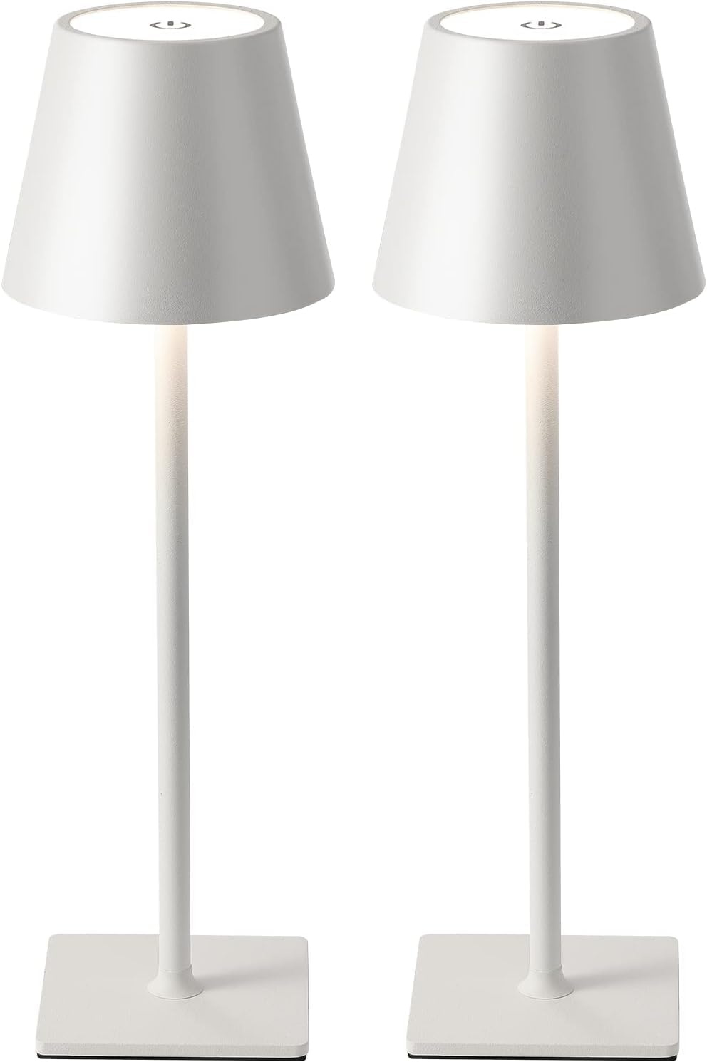 Fizrice Cordless Table Lamp, Rechargeable 6000mAh, Waterproof, Touch Control, Portable, White, Model TL-W, 2 Pack