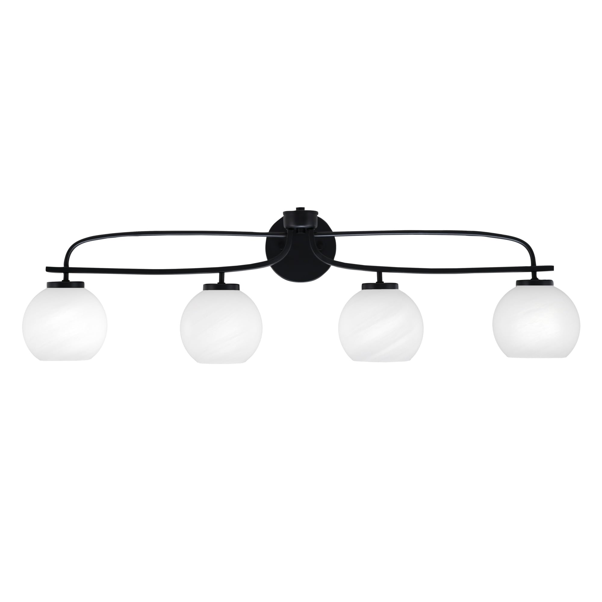 Cavella 4 Light Bath Bar Shown In Matte Black Finish With 5.75" White Marble Glass