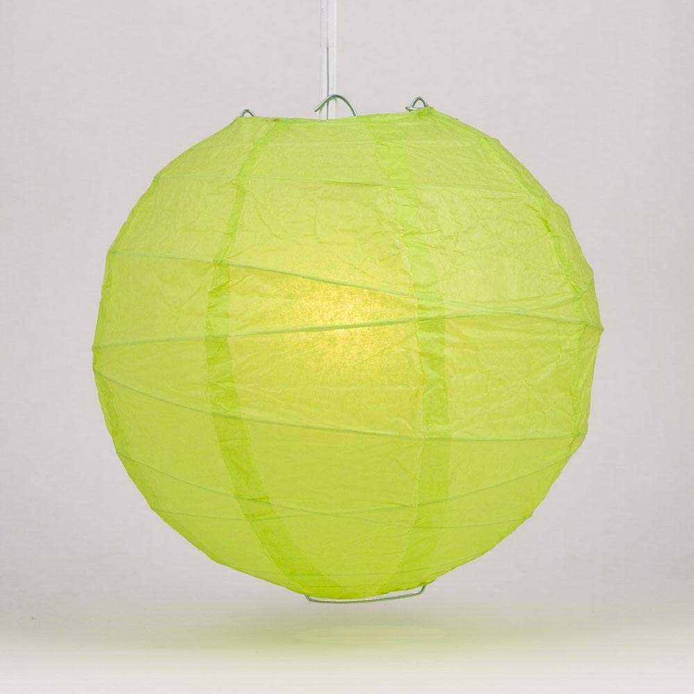 Quasimoon Paperlanternstore.Com 24 Inch Light Lime Green Round Paper Lantern, Crisscross Ribbing, Hanging Decoration