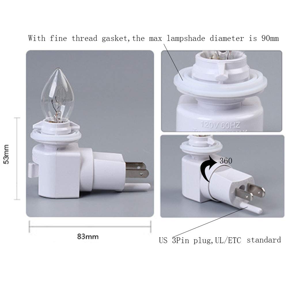 TWDRTDD Plug-in Night Light, Adjustable E12 Base Socket, On/Off Switch, White, 1-Pack, Plastic